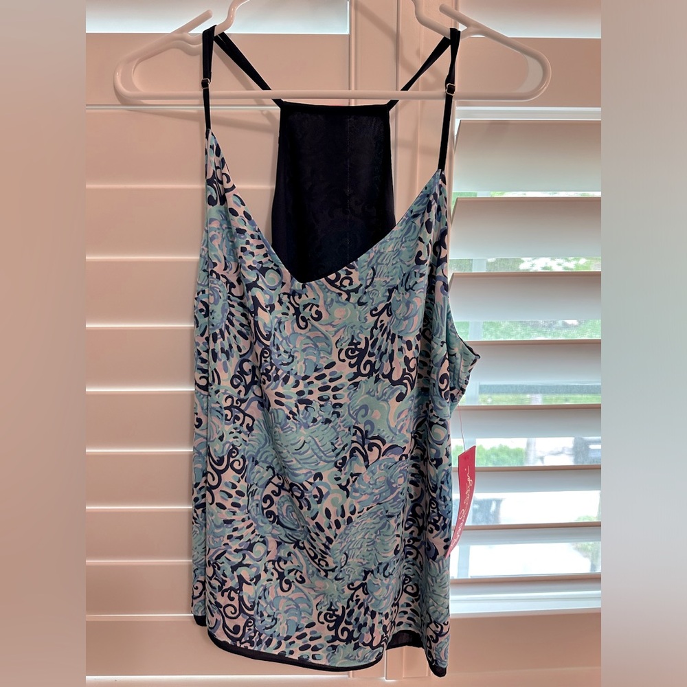 Lilly Pulitzer Dusk Reversible Sleeveless Top Light Aqua/Navy Spritz Size XL